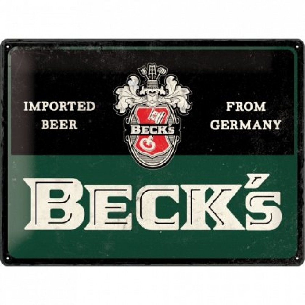 Placa metalica - Becks Imported Beer- 30x40 cm